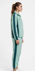 Conjunto Deportivo de Mujer para Primavera, Diseño 2 en 1 con Bloques de Color, Chaqueta con Cierre y Cuello Alto en Verde Menta y Pantalones Deportivos hasta el Tobillo - Product Image 3
