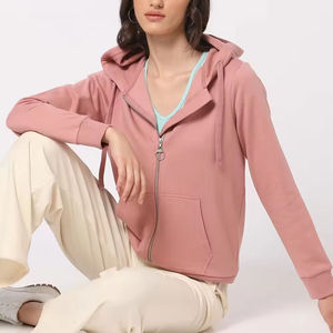 Sudadera con capucha y cremallera completa con logotipo personalizado para hombre, chaqueta informal de forro polar con bolsillos canguro y puños acanalados - Product Image 2