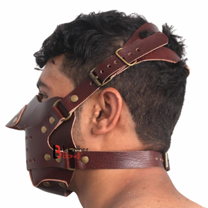 Genuine Cowhide <b>Leather</b> Bat Style Mask with <b>Riveted</b> Details for Fetish Play - Product Image 6