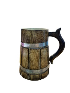 แก้วเบียร์ทำจากไม้แนวรัสติกแบบ2025ถ้วยดื่มด้วยมือสำหรับตกแต่งบาร์บ้านงานหัตถกรรมของขวัญขายส่ง MOQ 20 - Product Image 4