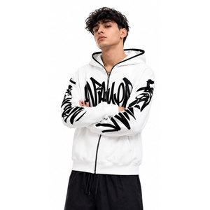 Prix de gros, meilleurs tarifs, sweat-shirts pour hommes à fermeture éclair, coupe classique, logo embossé sur le devant, tissu tricoté 100% coton - Product Image 4