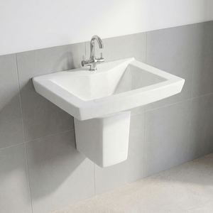 Indian High Quality Flower Shape Wash Basin Half Pedestal Wall Mounted Full Sink For Bathroom - Product Image 1