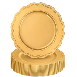 Rustic round copper charger <b>plate</b> with a dark gold wash and subtle hand-forged effect. Available at wholesale price serially. - Product Image 6