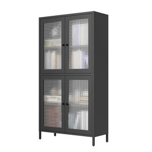 Libreria Classica in Metallo con 4 Ante in Vetro e 4 Ripiani, Vetrina Espositiva per Casa, Ufficio, Soggiorno - Product Image 4