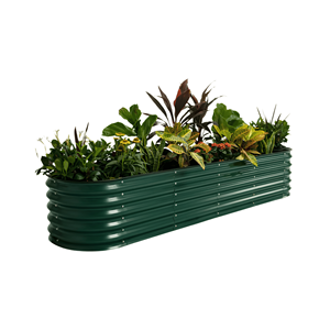 Wholesale Metal Raised Garden Bed Outdoor with Corrugated Design for Outdoor Use Green Color Long Rectangular Shape GB027 - Product Image 1