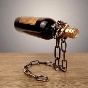 Porte-bouteille de vin en métal artistique, accent décoratif de bar sculptural moderne - Product Image 5