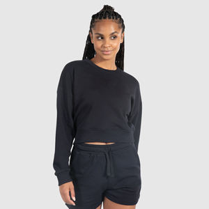 Sudadera corta con capucha para mujer, talla grande, de poliéster/algodón, con estampado, manga larga, para invierno, con forro polar, cuello redondo. - Product Image 1