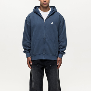 Sudadera con capucha y cremallera de alta calidad para hombre, 100% algodón, con lavado ácido, bordado personalizado de invierno, estilo streetwear, de Antique Fashion - Product Image 1