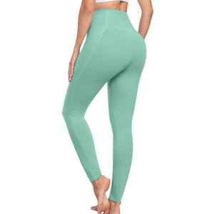 High Waist Solid Color <b>Leggings</b> <b>With</b> <b>Pockets</b> Stretchy Yoga Pants For Women Full Length Yoga Pant Knitted Fabric - Product Image 6