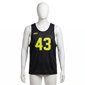Chaleco de Entrenamiento Personalizado Reversible de Malla sin Mangas, Color Verde Lima Brillante y Negro, Sublimado, para Baloncesto - Product Image 2