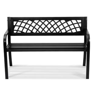 Panca da Giardino da Esterno da 46 Pollici con Schienale in Acciaio e Legno, Capacità di Carico 480 Libbre per Parchi e Aree Esterne - Product Image 4