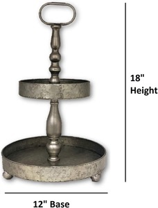 Nuevo diseño de soporte de metal de tres niveles y dos tonos con acento decorativo en la parte superior, perfecto para postres, bocadillos y fiestas. Disponible. - Product Image 5