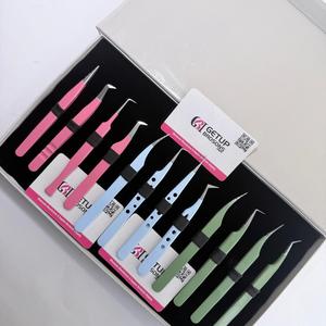 GETUP BROSONS IMPEX GBI-EET-41024 Ensemble de pinces à épiler de précision en acier inoxydable, pointes lisses, 10 mm, rose, bleu, vert, boîte - Product Image 3