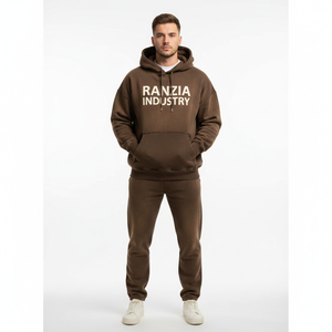 Ranzia Industry - Conjunto de Sudadera con Capucha y Cremallera Completa con Pedrería Desgastada y Pantalones de Chándal para Hombre, Estilo Urbano, Proveedor Mayorista - Product Image 1