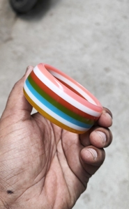 Pulsera de Resina Hecha a Mano, Diseño Redondo Multicolor a Rayas, Joyería Artesanal para Mujeres y Niñas, Gran Venta - Product Image 1