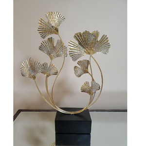 Modern Gold Plated Ginkgo Leaf Sculpture Handmade Artistic Tabletop Decor for Living Room - Product Image 6