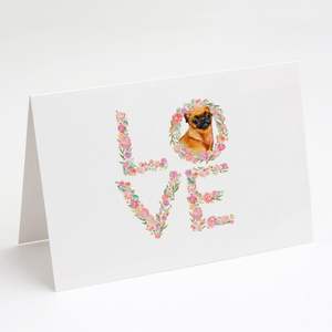 Lot de 8 cartes de vœux fantaisistes Brabant Griffon Love Petite taille A7 5x7 Cartes de vœux vierges avec enveloppes - Product Image 1
