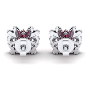 Boucles d'oreilles clous REYES de luxe en or blanc 14 carats avec diamant certifié IGI, taille poire, 1,42 carat, pierre précieuse rubis, bijoux fins - Product Image 4