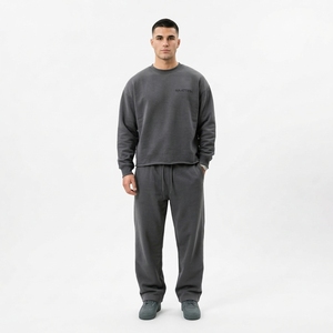 Conjunto Deportivo Informal para Hombre, Sudadera con Cuello Redondo Color Gris Carbón, Pantalones Jogger, Traje de Dos Piezas - Product Image 1