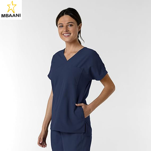 ชุดสครับแบบเสื้อคลุมไหล่ตกสำหรับผู้หญิง ผ้าป๊อปลินโพลีเอสเตอร์ 100% ฟังก์ชั่นกระเป๋าหลายช่อง สครับที่เชื่อถือได้สำหรับผู้หญิง - Product Image 6