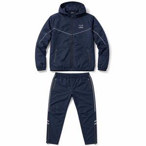 Conjunto de Chaqueta Cortavientos con Capucha y Paneles Raglán, Tejido Softshell Impermeable, Diseño de Paneles en las Mangas Raglán, Logotipo Bordado Personalizado - Product Image 2