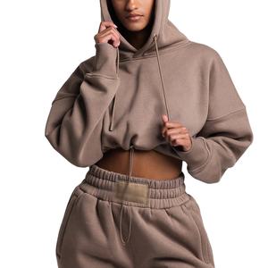 Haute qualité vêtements de rue pull femmes Crop Gym à capuche tenue décontracté respirant en gros vente chaude taille personnalisée sweats à capuche pour femmes - Product Image 5
