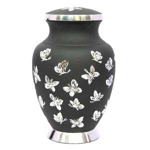 Urne funéraire en aluminium rose avec couvercle fileté, urne commémorative pour cendres humaines, gravée de motifs floraux, pour usage funéraire - Product Image 6