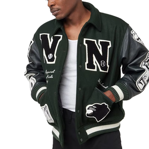 Chaqueta Varsity de Béisbol Personalizada para Hombre y Mujer, Invierno, con Parches de Chenilla Duraderos, Cierre de Botones a Presión, Cuello Acanalado, OEM - Product Image 3