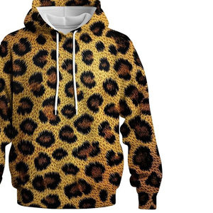 Unisex <b>Leopard</b> Hoodie Cotton Fleece Streetwear Pullover <b>Sweatshirt</b> Urban Fashion Custom Logo OEM Wholesale - Product Image 5