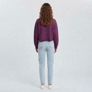 Sudadera Casual Corta de Cuello Redondo para Mujer, Manga Larga, Tejido Suave, Cómoda, Proveedor de Ropa Personalizada - Product Image 2