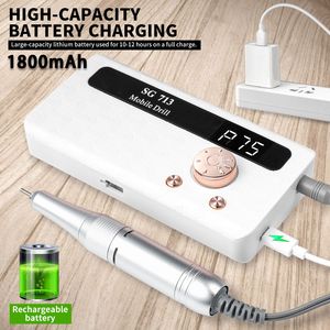 Kit de Taladro Eléctrico Portátil Recargable de 45000 RPM para Uñas con 11 Brocas y Pantalla LED, Ultrasilencioso y Base Incluida - Product Image 4