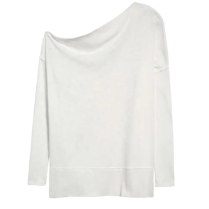 <b>Long</b> <b>Sleeve</b> <b>Off</b>-the-<b>Shoulder</b> Oversized Wool/Acrylic/Polyester/Cotton Eco-Friendly Women's Blue Breathable Anti-Wrinkle Machine - Product Image 6