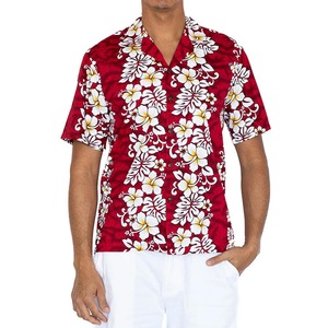 Chemise hawaïenne rouge à fleurs pour homme, manches courtes, col rabattu, imprimé respirant, chemise de vacances d'été - Product Image 5