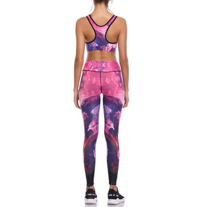 Ensemble de sport pour femme : soutien-gorge de yoga à imprimé étoiles et leggings, dos nageur, col ras du cou, maintien moyen, respirant, pour le yoga - Product Image 4