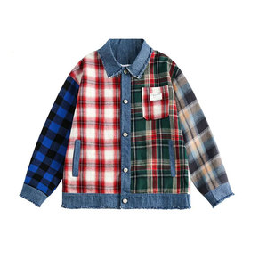 Econex Sports Men's Patchwork Denim <b>Jacket</b> Casual Vintage Sporty Eco-Friendly Breathable Loose Fit Autumn Winter Washed Raw Edge - Product Image 1