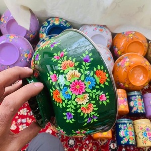 Cuenco de acero inoxidable para servir ensaladas o frutas, tazón de acero pintado a mano, personalizado, hecho en la India, venta al por mayor - Product Image 4