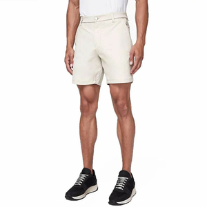 Pantalones Cortos Bermuda Beige para Hombre, Color Sólido, Tela Oxford de Algodón, Estilo Casual con Bolsillos, Cintura Media, Cierre de Botones - Product Image 1