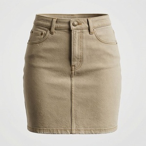 Minifalda de Mezclilla de Cintura Alta para Mujer, Estilo Casual, Ajustada, con Bolsillos, para Todas las Temporadas, Tejido de Tela - Product Image 5