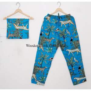 ชุดนอนพิมพ์ลายป่าแบบแฮนด์บล็อกสำหรับผู้หญิง ผ้าฝ้ายอินเดีย ชุดนอนแฮนด์เมด ชุดนอนสำหรับสุภาพสตรี - Product Image 3