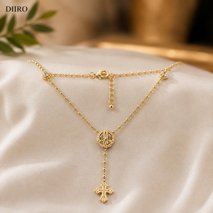 Collier chaîne à billes en moissanite plaqué or jaune 18 carats avec pendentif croix, bijoux unisexes personnalisés style hip-hop - Product Image 6