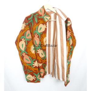 Veste élégante à col mandarin brodé pour femme, écologique, séchage rapide, doublure en coton respirant - Product Image 4