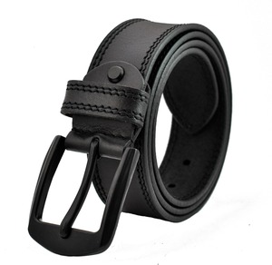 Ceinture en cuir de vachette noir avec boucle rectangulaire, style formel, durable, moulage monobloc - Product Image 1