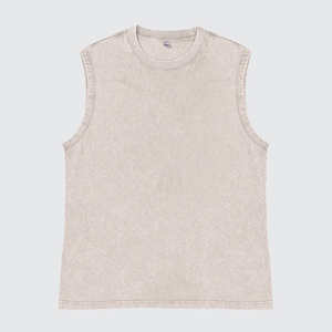 Venta al por mayor OEM de chalecos de hombre de alta calidad sin estampado, camisetas sin mangas con dobladillo sin rematar y lavado ácido, chalecos deportivos para gimnasio para hombre, chalecos lavados. - Product Image 4