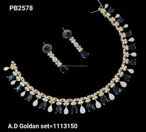 ชุดสร้อยคอเพชรเม็ดเดียวชุบเงินแบบอเมริกันคลาสสิกชุดสร้อยคอเพชรพร้อมต่างหูชุดของขวัญสำหรับผู้หญิง - Product Image 2