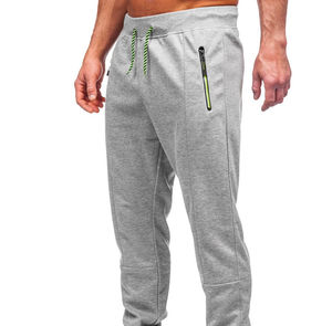 Men's Woolen Vintage Straight Gray Sweatpants Mid Rise Elastic Drawstring Side Pockets Casual <b>Joggers</b> Autumn Wear OEM Service - Product Image 5