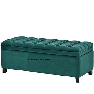 ม้านั่งออตโตมันเหล็กหุ้มโฟมและผ้า ดีไซน์ทันสมัย เหมาะสำหรับห้องนั่งเล่น รูปทรงสี่เหลี่ยมผืนผ้า - Product Image 5