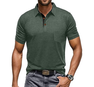 Men's Cotton for Shirts Short Sleeve Casual Summer Shirts <b>Classic</b> Collared Golf Shirt with Pocket Anti-Wrinkle 180g - Product Image 2
