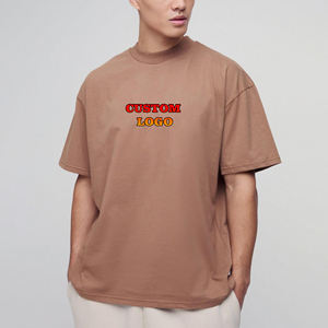 เสื้อยืดฮิปฮอปผู้ชายสไตล์หรูหรา ผ้าฝ้าย 100% หนานุ่ม รุ่นใหม่ล่าสุดปี 2025 พิมพ์ลายโลโก้แบบ DTG ทรงหลวมโอเวอร์ไซส์ - Product Image 6