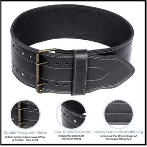 Meilleure qualité en gros 4 pouces de large ceinture d'haltérophilie en cuir robuste 6MM en cuir véritable Double broche ceinture d'haltérophilie - Product Image 5