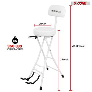 Asiento Plegable para Música 5Core, Taburete Acolchado para Guitarra de 3.15 Pulgadas con Reposapiés y Respaldo Integrados para Soporte de Instrumentos Musicales - Product Image 3